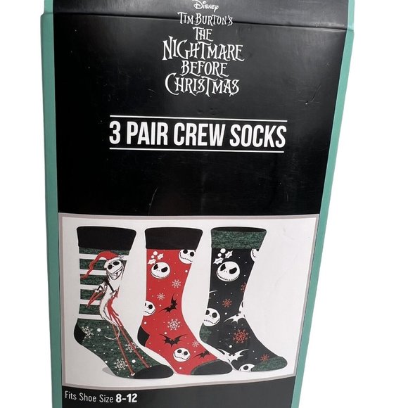 Disney Nightmare Before Christmas Mens Crew Socks 3 Pack Shoe Size 8-12 Bioworld - Picture 7 of 12